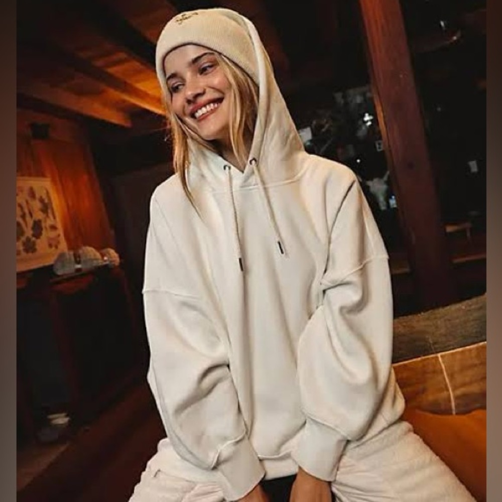 Free People Cream Oversized Hoodie